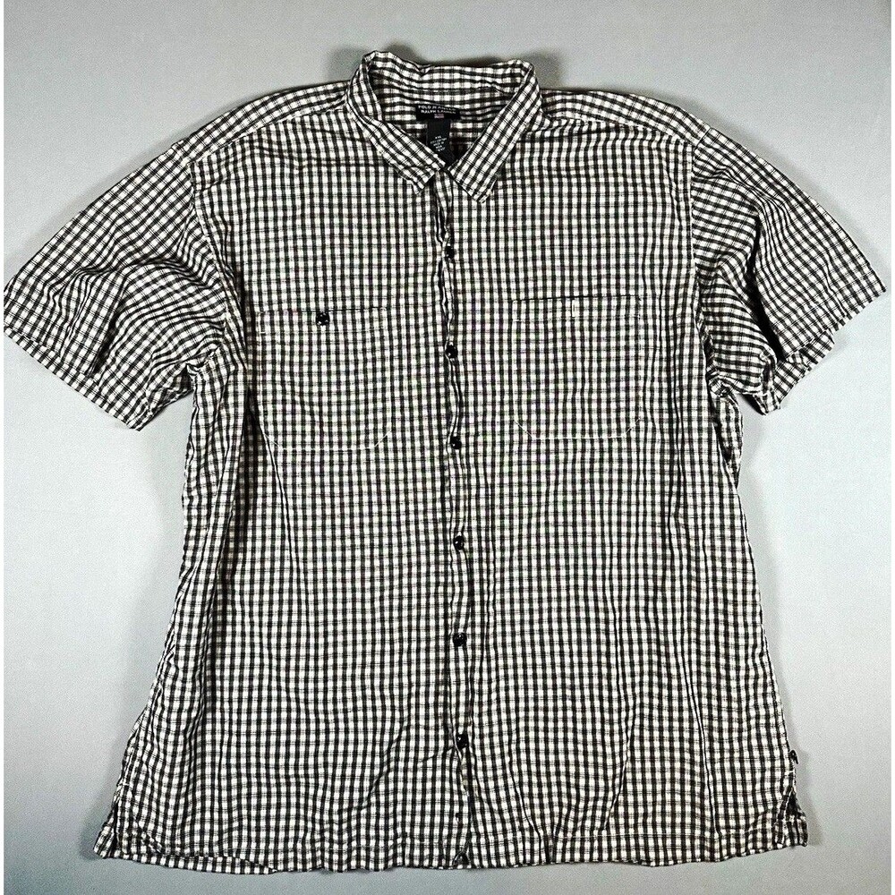 Polo Jeans Ralph Lauren Shirt Mens XXL Black Cream Check Short Sleeve Cotton